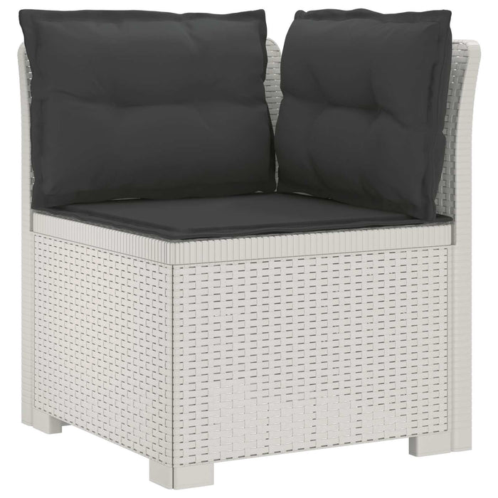 Sofa de grădină cu 5 locuri cu perne aspect rattan PP Alb WALTI