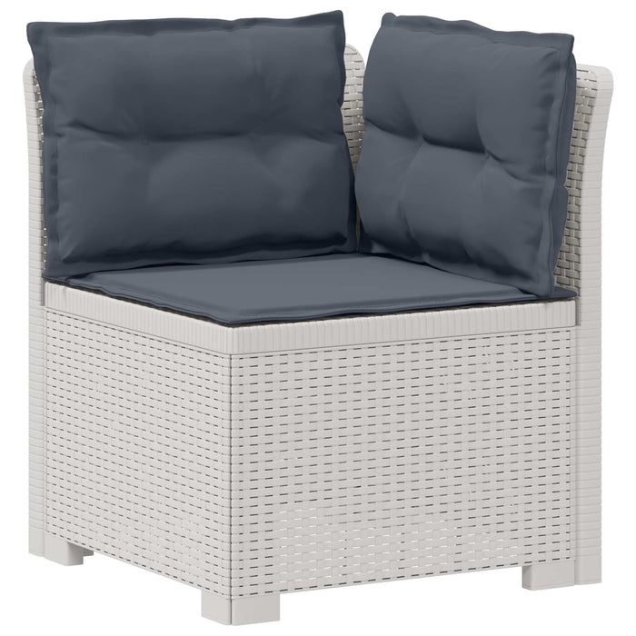 Sofa de grădină cu 5 locuri cu perne aspect rattan PP Alb WALTI