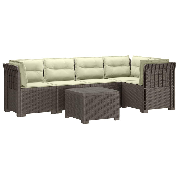 Sofa de grădină cu 5 locuri cu perne aspect rattan PP WALTI