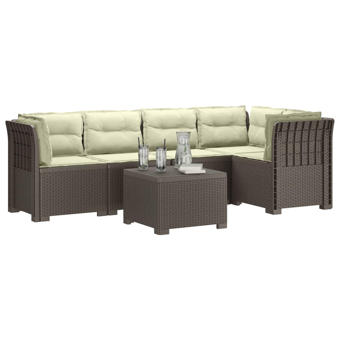 Sofa de grădină cu 5 locuri cu perne aspect rattan PP WALTI