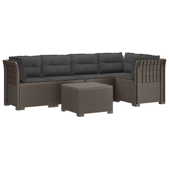 Sofa de grădină cu 5 locuri cu perne aspect rattan PP WALTI
