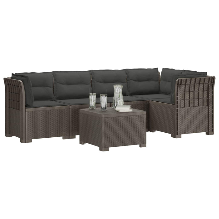 Sofa de grădină cu 5 locuri cu perne aspect rattan PP WALTI