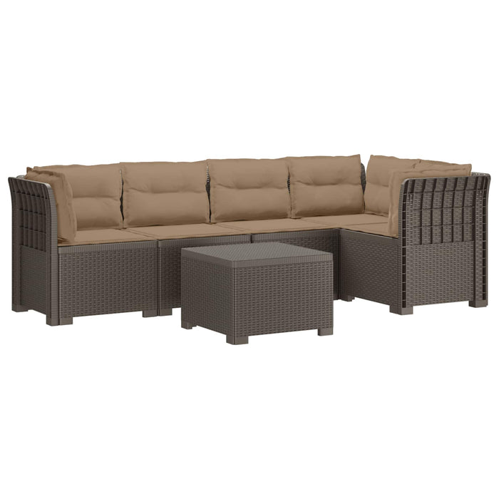 Sofa de grădină cu 5 locuri cu perne aspect rattan PP WALTI