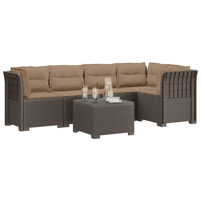 Sofa de grădină cu 5 locuri cu perne aspect rattan PP WALTI