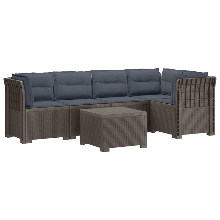 Sofa de grădină cu 5 locuri cu perne aspect rattan PP WALTI