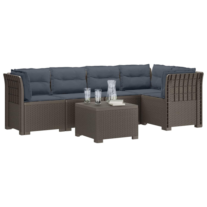Sofa de grădină cu 5 locuri cu perne aspect rattan PP WALTI