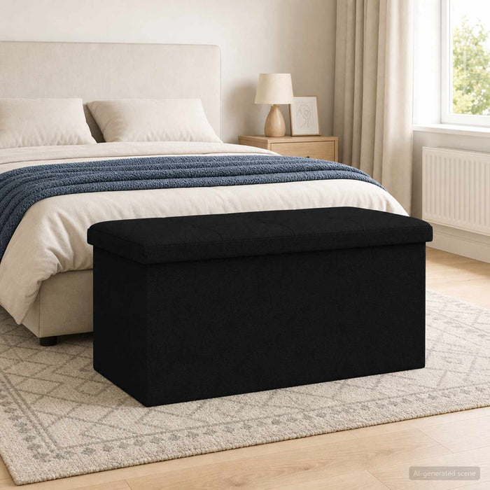 Bancă de depozitare pliabilă Negru 180 kg 80 L 77 x 38 x 38 cm WALTI