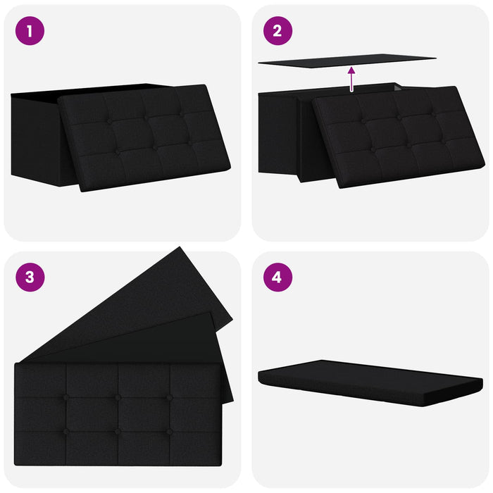 Bancă de depozitare pliabilă Negru 180 kg 80 L 77 x 38 x 38 cm WALTI