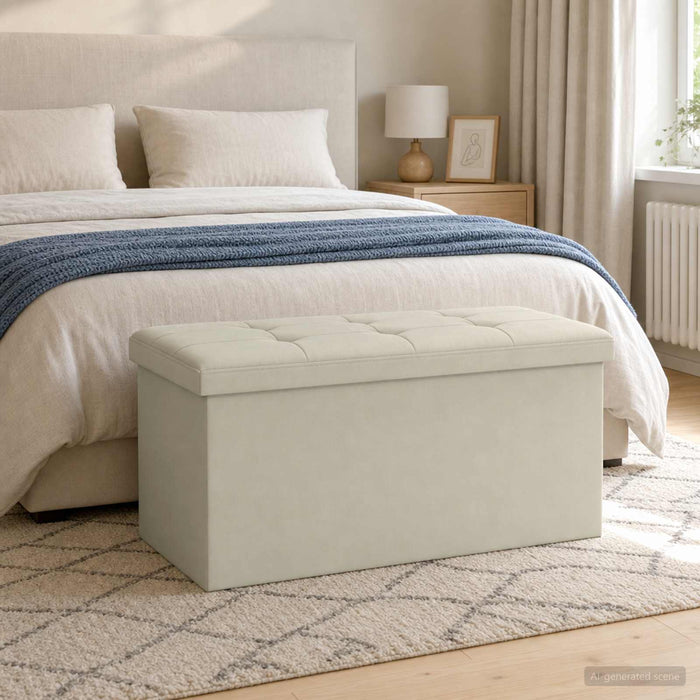 Bancă de depozitare pliabilă Alb 180 kg 80 L 77 x 38 x 38 cm In WALTI