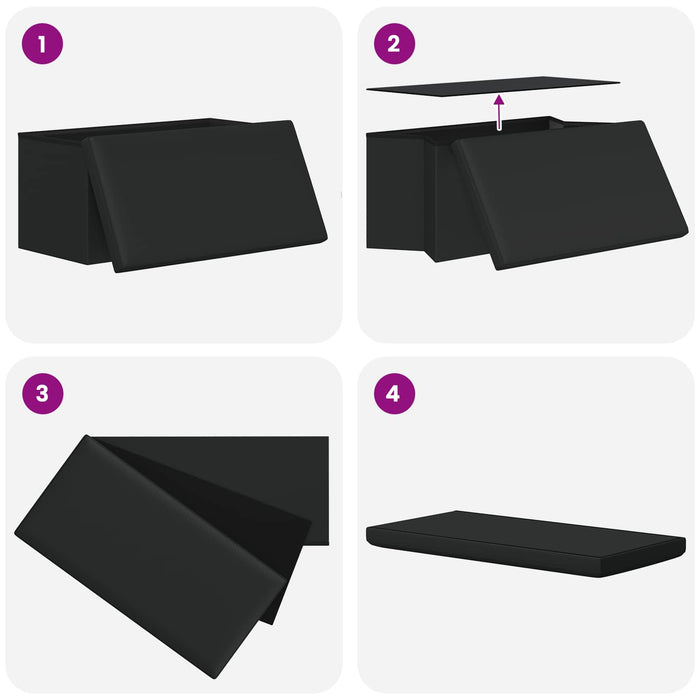 Bancă de depozitare pliabilă Negru 180 kg 80 L 77 x 38 x 38 cm WALTI