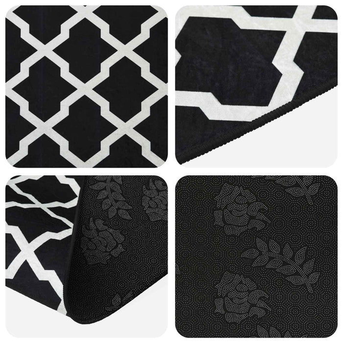 Covor Runner LESAKA Negru și alb 100 x 350 cm Catifea diamant WALTI