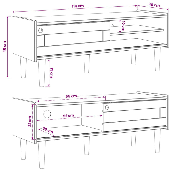 Cabinet TV BILBAO 114 x 40 x 45 cm Caramel închis WALTI