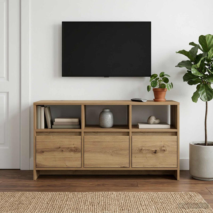 Comodă TV 102 x 37,5 x 52,5 cm Stejar Artizanal Lemn compozit - WALTI WALTI