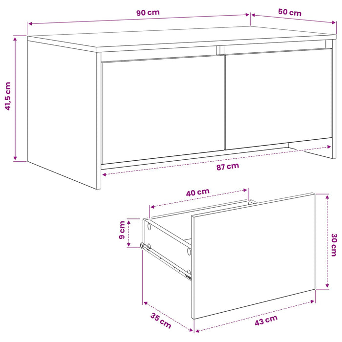 Masă de cafea Stejar Artizanal 90 x 50 x 41.5 cm Lemn prelucrat - WALTI WALTI