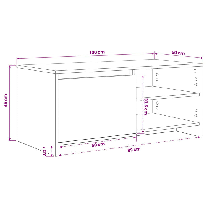 Masă de cafea Stejar Negru 102 x 50 x 45 cm Lemn compozit WALTI