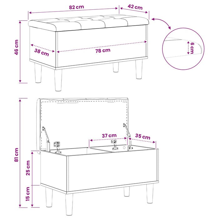 Bancă de depozitare cu perne Lemn de stejar 82 x 42 x 46 cm WALTI