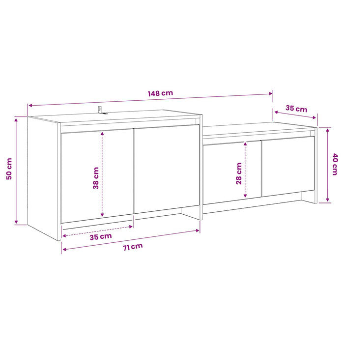 Comodă TV 147 x 35 x 50 cm Stejar Artizanal Lemn compozit - WALTI WALTI