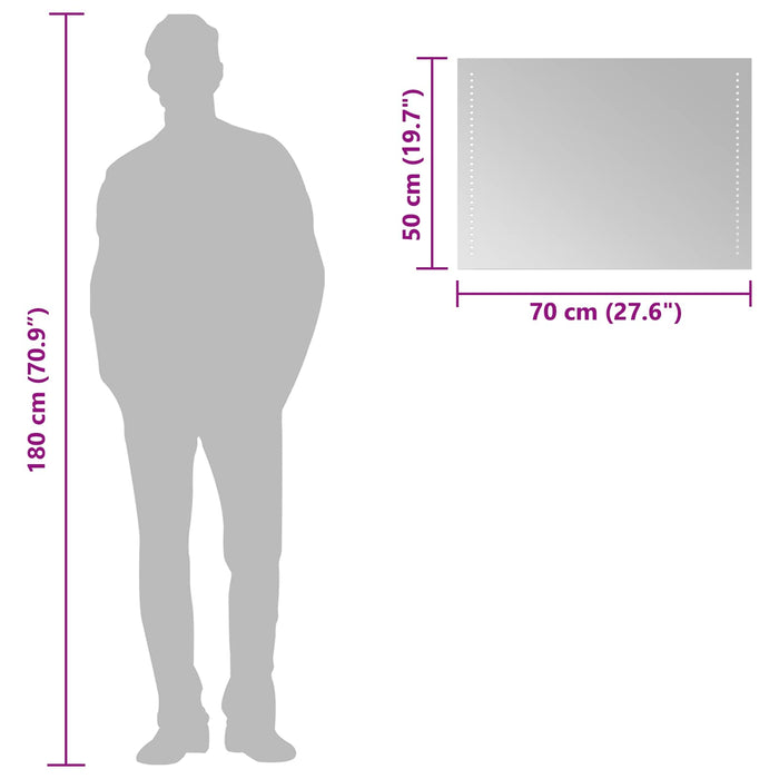 Oglindă de baie cu LED Transparent 70 x 50 cm sticlă securizată WALTI
