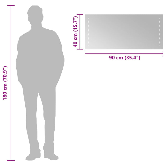 Oglindă de baie cu LED Transparent 90 x 40 cm sticlă securizată - WALTI WALTI