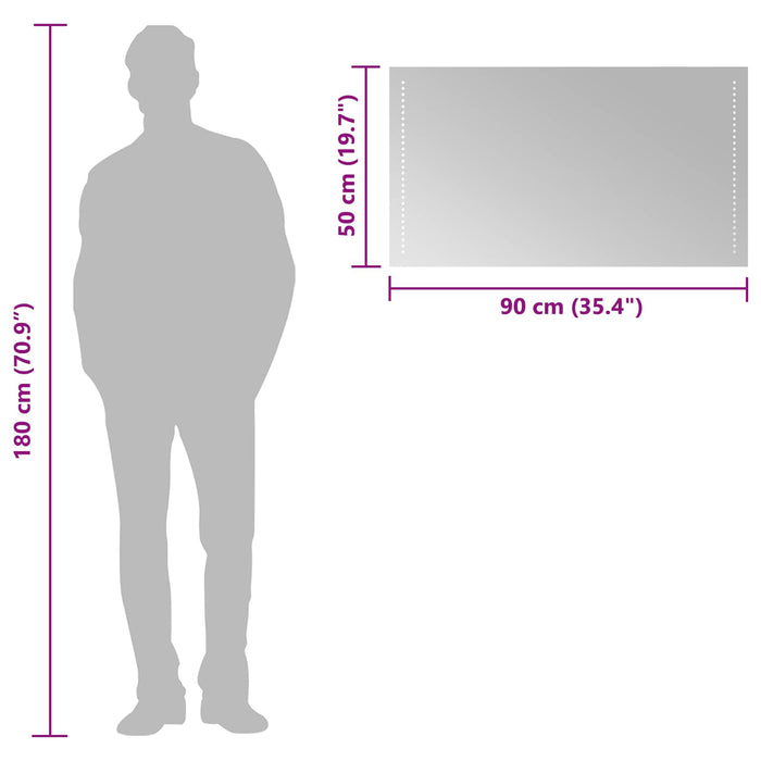 Oglindă de baie cu LED Transparent 90 x 50 cm sticlă securizată - WALTI WALTI