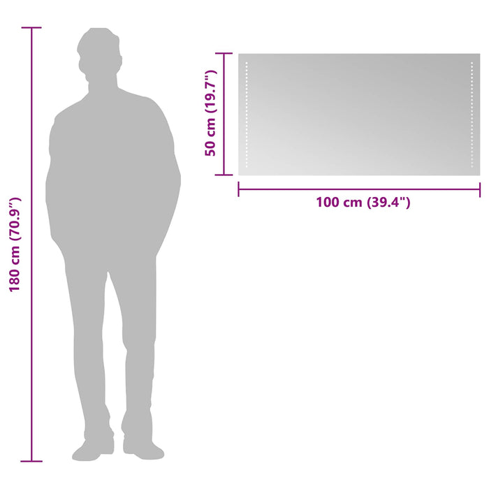 Oglindă de baie cu LED Transparent 100 x 50 cm Dreptunghiular - WALTI WALTI