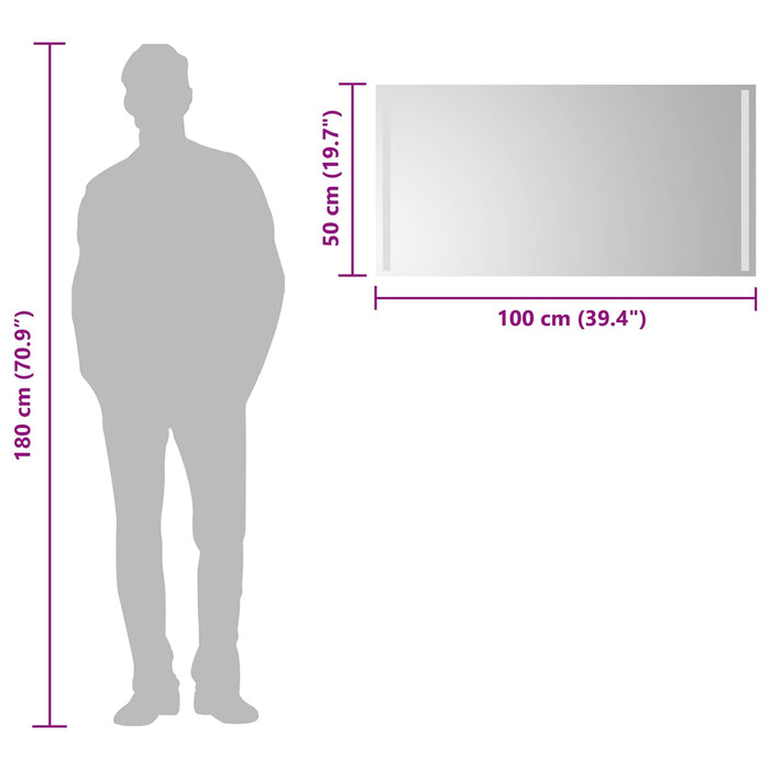 Oglindă de baie cu LED cu oglindă Transparent 100 x 50 cm WALTI