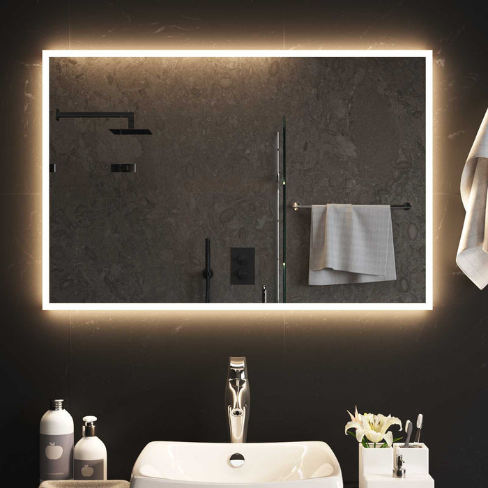 Oglindă de baie cu LED Transparent 90 x 60 cm sticlă securizată WALTI