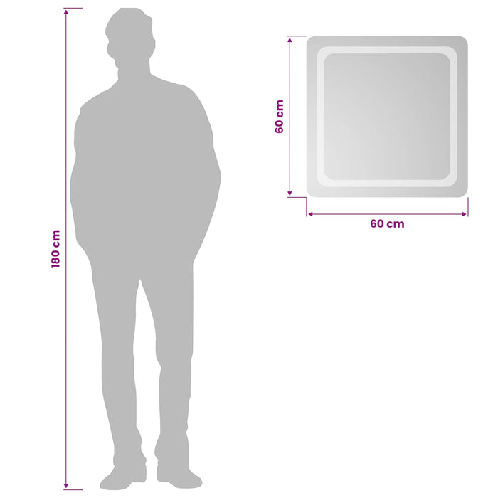 Oglindă de baie cu LED Transparent 60 x 60 cm sticlă securizată WALTI