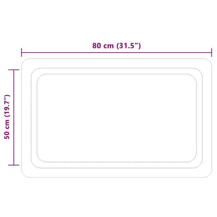 Oglindă de baie cu LED Transparent 80 x 50 cm sticlă securizată WALTI
