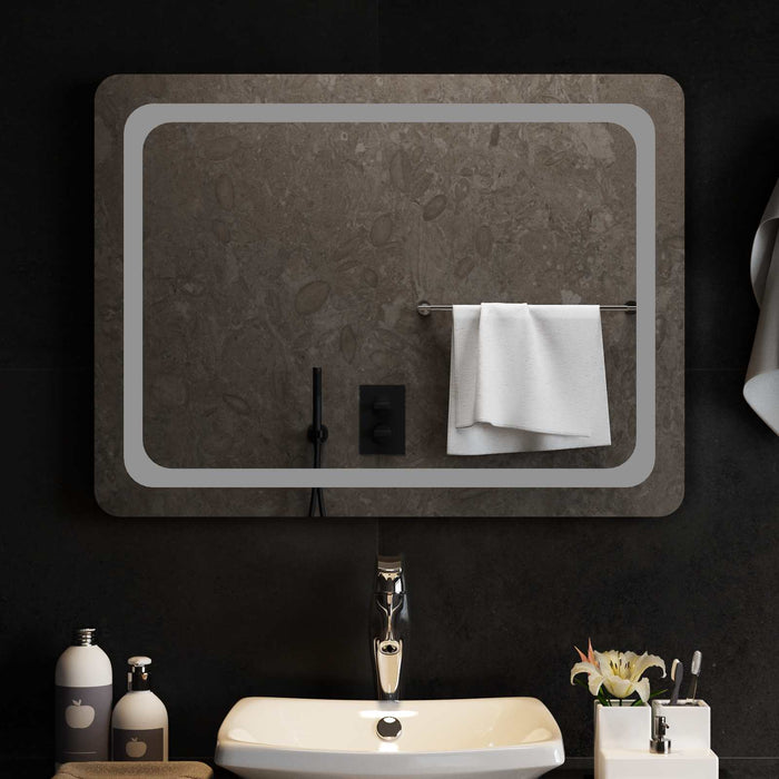 Oglindă de baie cu LED Transparent 80 x 60 cm sticlă securizată WALTI