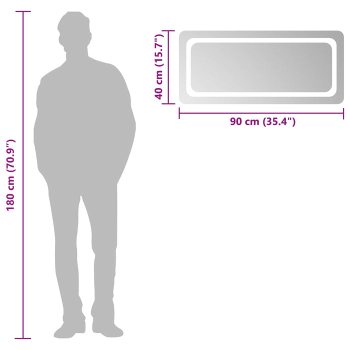 Oglindă de baie cu LED Transparent 90 x 40 cm sticlă securizată WALTI