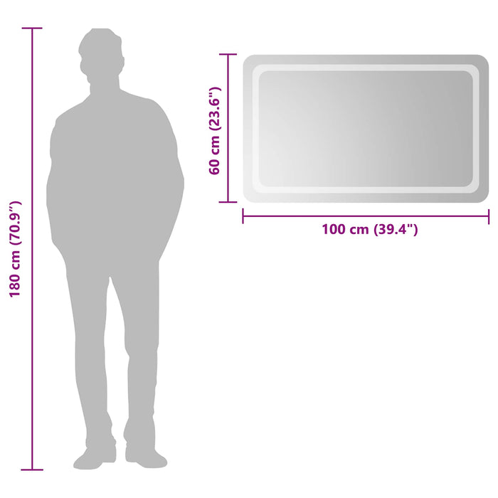 Oglindă de baie cu LED cu oglindă Transparent 100 x 60 cm WALTI