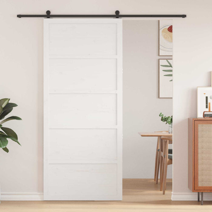 Ușă hambar Alb 80 x 2,5 x 208 cm Lemn masiv de pin WALTI
