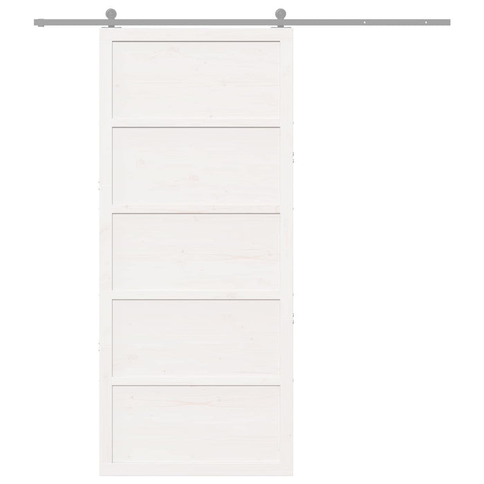 Ușă hambar Alb 80 x 2,5 x 208 cm Lemn masiv de pin WALTI