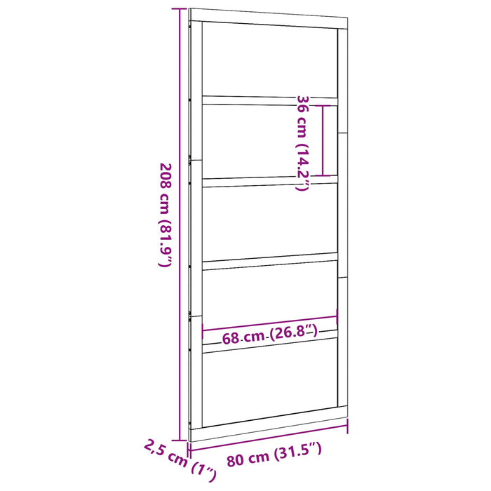 Ușă hambar Alb 80 x 2,5 x 208 cm Lemn masiv de pin WALTI