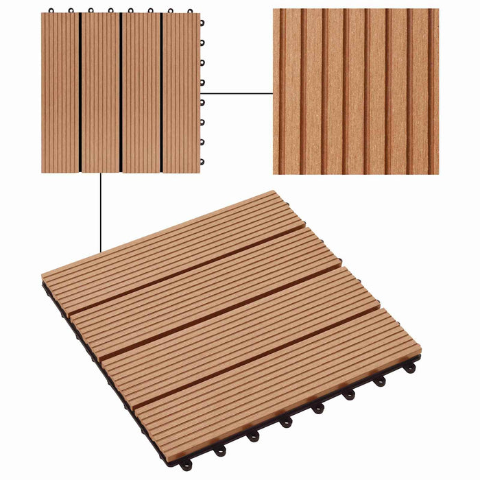 Plăci pentru Deck 22 pcs Lemn de tec 30 x 30 cm Lemn compozit - WALTI WALTI