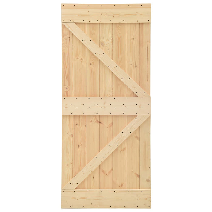 Ușă glisantă Natural și Negru 90 x 210 cm Lemn masiv de pin - WALTI WALTI