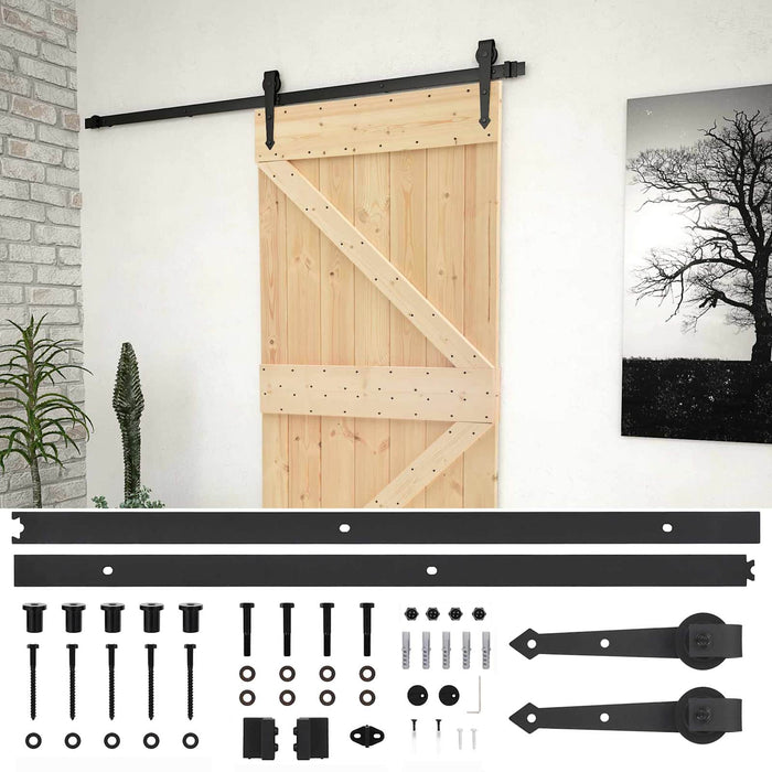 Ușă glisantă Natural și Negru 90 x 210 cm Lemn masiv de pin - WALTI WALTI