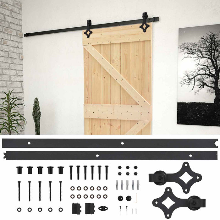 Ușă glisantă Natural și Negru 90 x 210 cm Lemn masiv de pin - WALTI WALTI