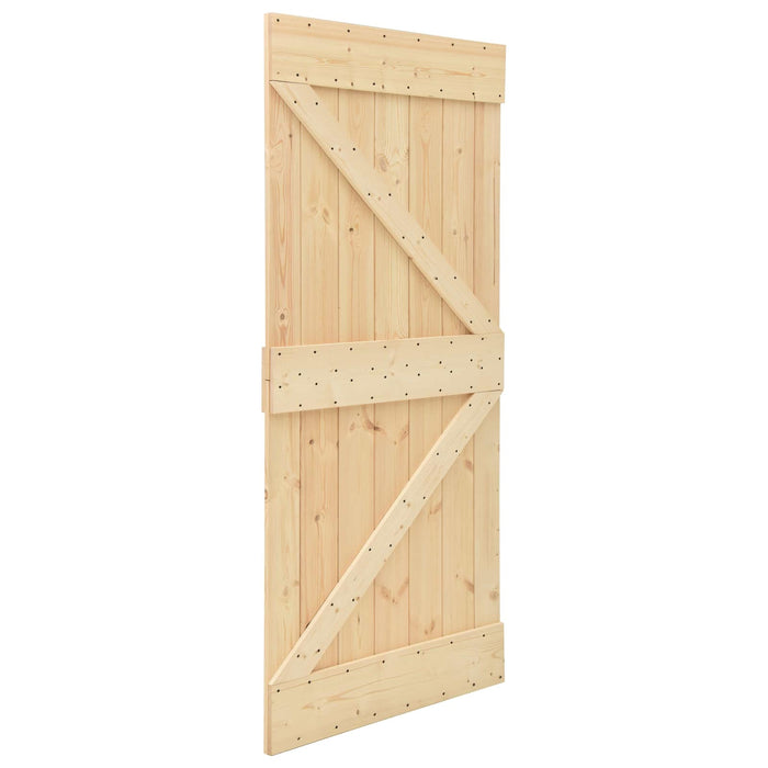 Ușă glisantă Natural și Negru 90 x 210 cm Lemn masiv de pin - WALTI WALTI