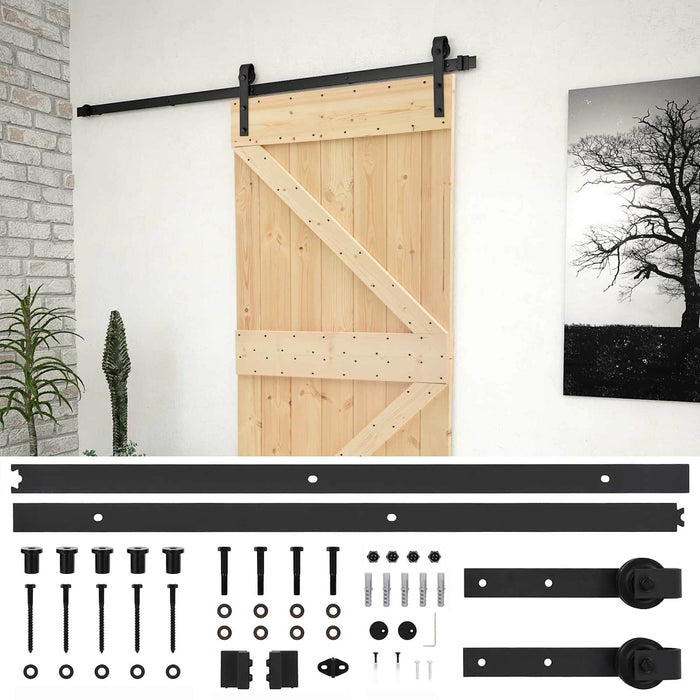 Ușă glisantă Natural și Negru 90 x 210 cm Lemn masiv de pin - WALTI WALTI