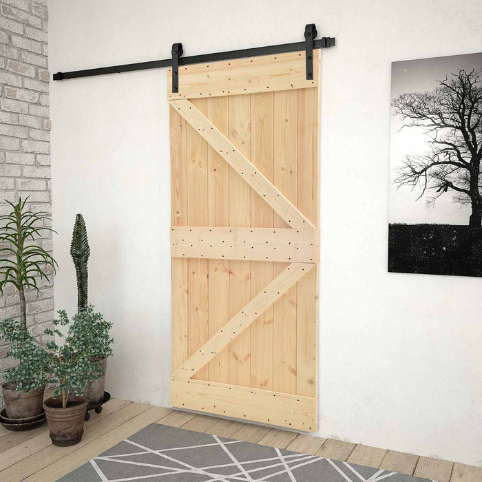 Ușă glisantă Natural și Negru 100 x 210 cm Lemn masiv de pin - WALTI WALTI