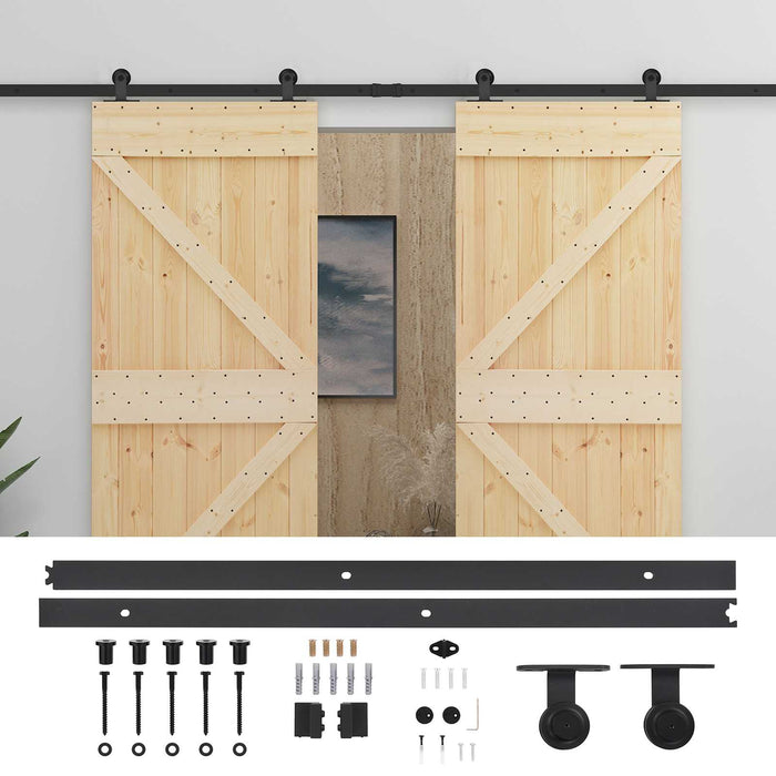 Ușă glisantă 2 pcs Natural și Negru Lemn masiv de pin - WALTI WALTI