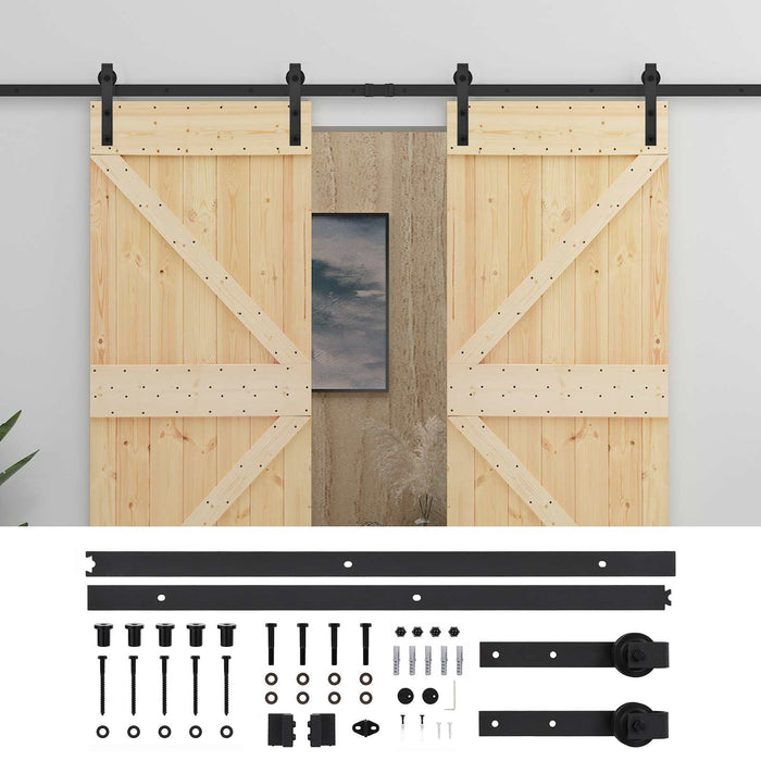 Ușă glisantă 2 pcs Natural și Negru Lemn masiv de pin - WALTI WALTI