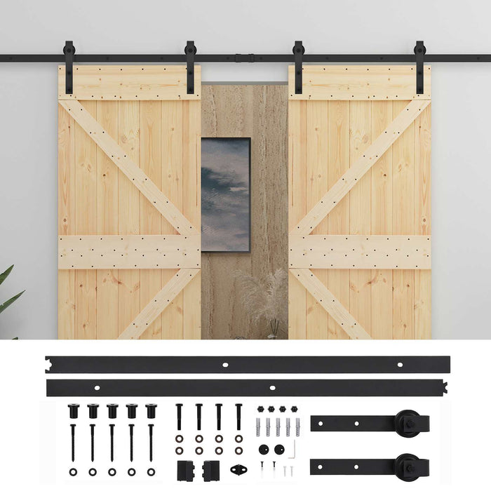 Ușă glisantă 2 pcs Natural și Negru Lemn masiv de pin - WALTI WALTI