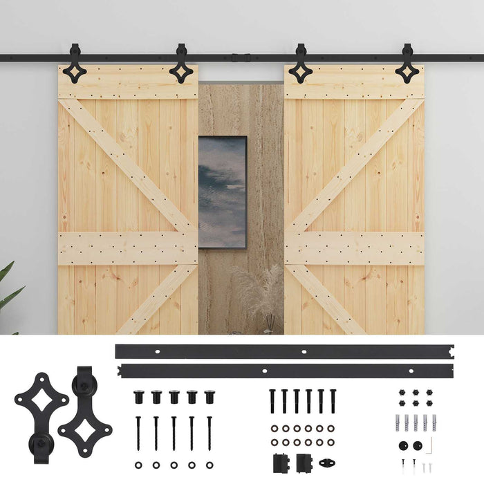 Ușă glisantă 2 pcs Natural și Negru Lemn masiv de pin - WALTI WALTI