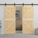 Ușă glisantă 2 pcs Natural și Negru Lemn masiv de pin - WALTI WALTI