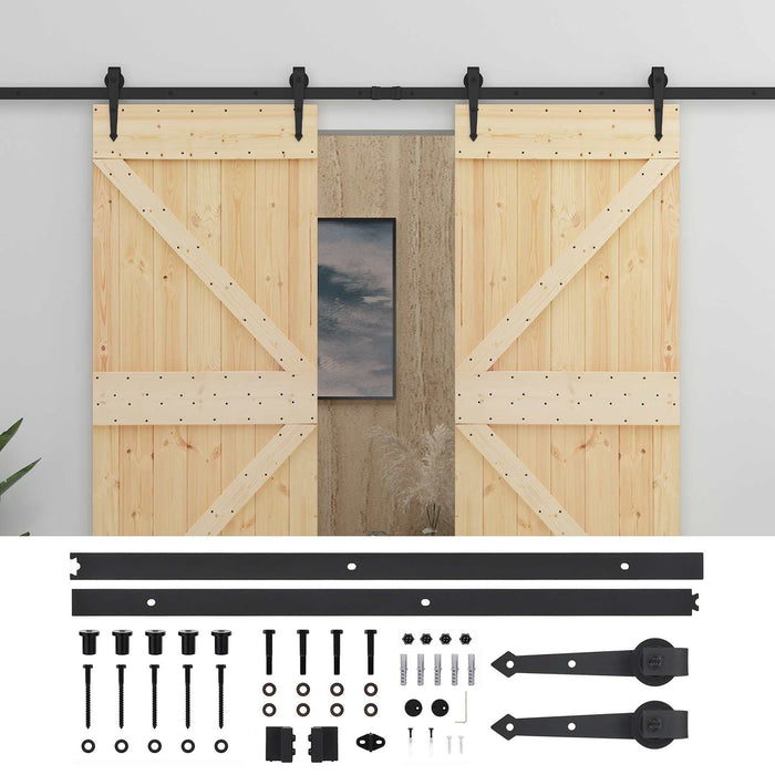 Ușă glisantă 2 pcs Natural și Negru Lemn masiv de pin - WALTI WALTI