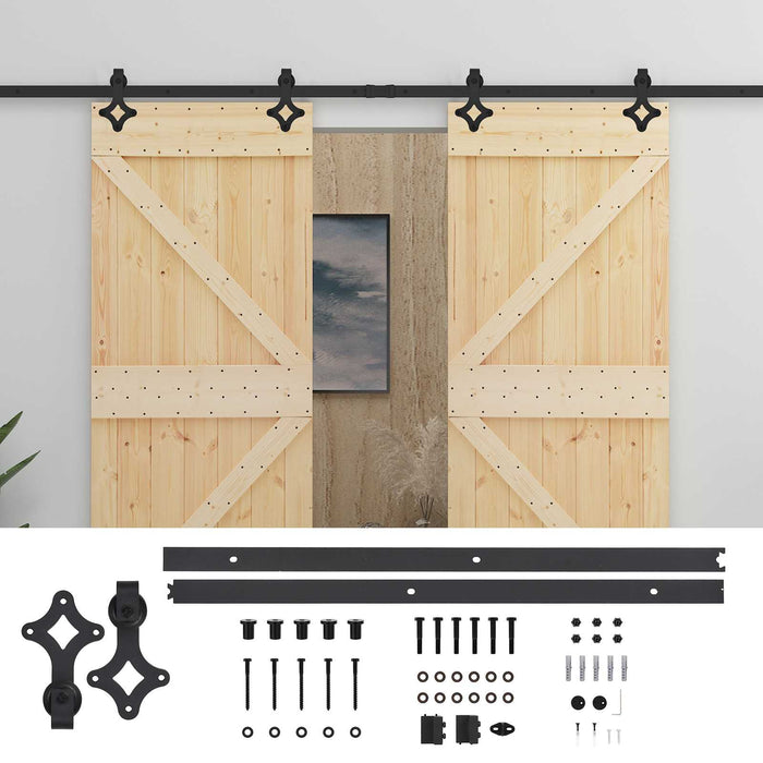 Ușă glisantă 2 pcs Natural și Negru Lemn masiv de pin - WALTI WALTI