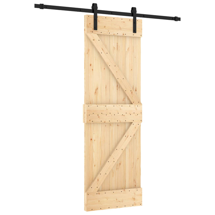 Ușă glisantă Natural și Negru 70 x 210 cm Lemn de Pin Solid WALTI
